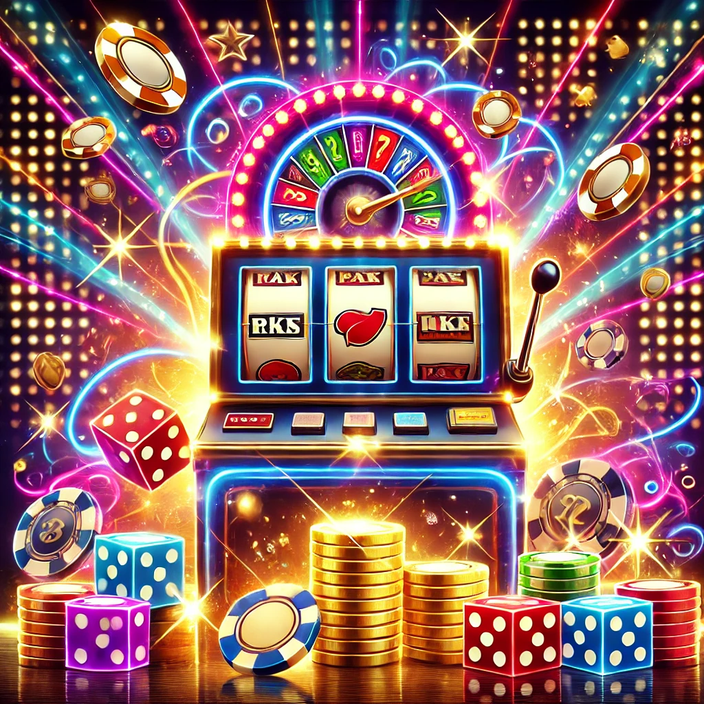 slot-machine-with-dice-and-tokens-around-it